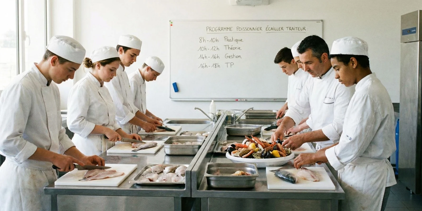 Programme Bac Pro PET : Matières, Horaires et Compétences du Poissonnier Écailler Traiteur